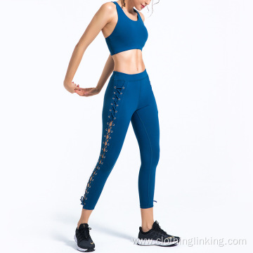 Workout gym outfits side lace-up leggings